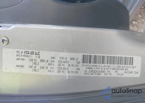 2018 Dodge Grand Caravan Gt z USA, uszkodzony, nr VIN 2C4RDGEG4JR195487